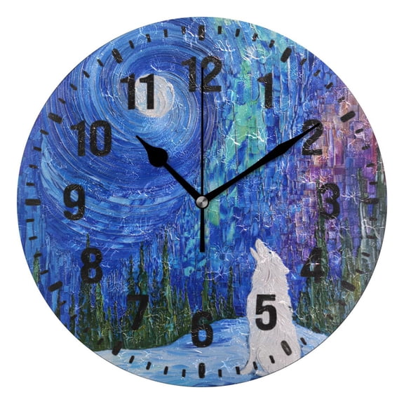 Yayeee 10" Wall Clock Battery Operated Quartz Round Silent Non-Ticking Home Decor, Starry Forest Pattern