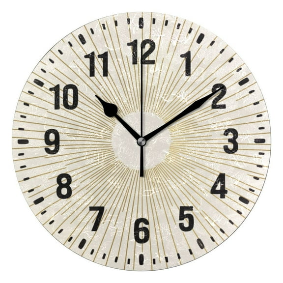 Yayeee 10" Wall Clock Battery Operated Quartz Round Silent Non-Ticking Home Decor, Sunshine