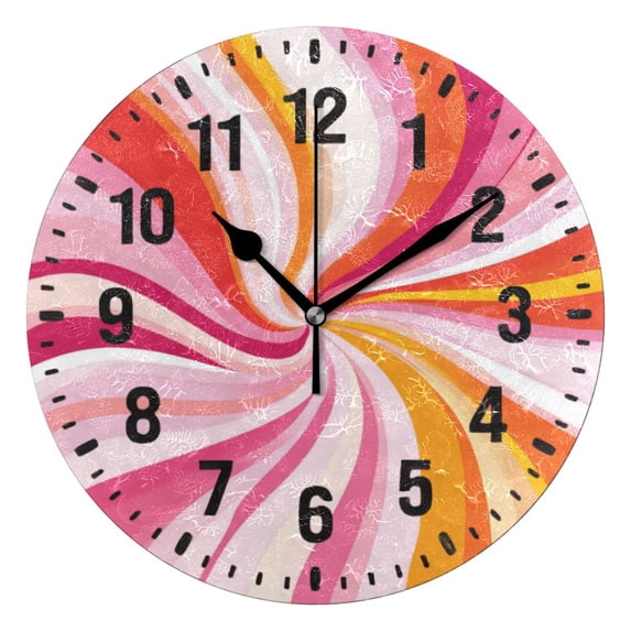 Yayeee 10" Wall Clock Battery Operated Quartz Round Silent Non-Ticking Home Decor, Swirling Lines