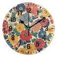 thumbnail image 1 of Yayeee 10" Wall Clock Battery Operated Quartz Round Silent Non-Ticking Home Decor, Vibrant Flowers Pattern, 1 of 6