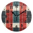 thumbnail image 1 of Yayeee 10" Wall Clock Battery Operated Quartz Round Silent Non-Ticking Home Decor, Vibrant Red Tartan Pattern, 1 of 6