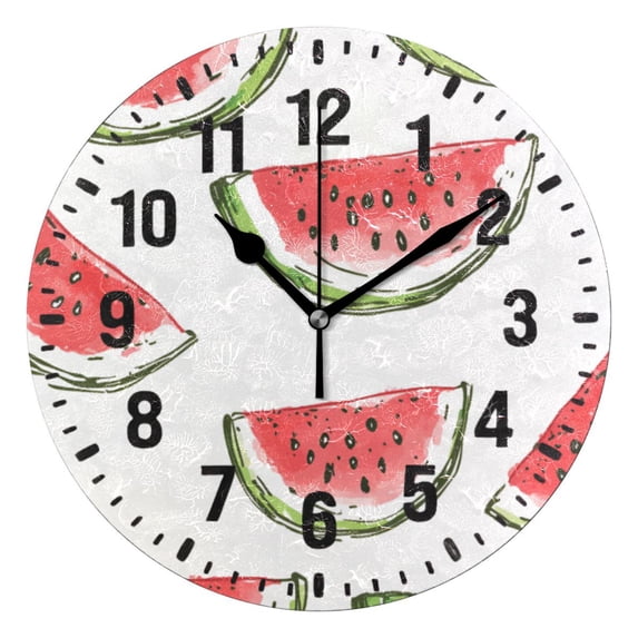 Yayeee 10" Wall Clock Battery Operated Quartz Round Silent Non-Ticking Home Decor, Watermelon Pattern