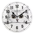 thumbnail image 1 of Yayeee 10" Wall Clock Battery Operated Quartz Round Silent Non-Ticking Home Decor, White Cat, 1 of 6