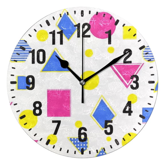 Yayeee 10" Wall Clock Battery Operated Quartz Round Silent Non-Ticking Home Decor,Yellow Retro Round