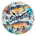 thumbnail image 1 of Yayeee 10" Wall Clock Battery Operated Quartz Round Silent Non-Ticking Home Decor, Yellow Sardines Pattern, 1 of 6