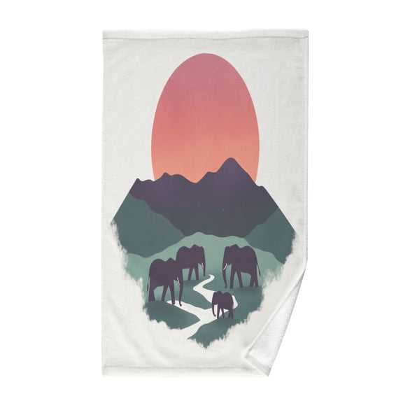 Yayeee 100% Cotton Hand Towels for Bathroom 16" x 28" Soft Absorbent Kitchen Towel, Abstract Elephant