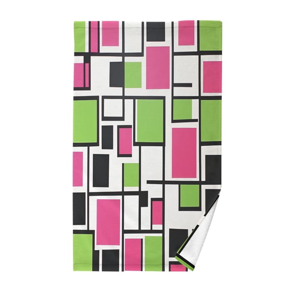 Yayeee 100% Cotton Hand Towels for Bathroom 16" x 28" Soft Absorbent Kitchen Towel, Abstract Geometric