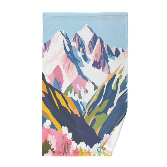 Yayeee 100% Cotton Hand Towels for Bathroom 16" x 28" Soft Absorbent Kitchen Towel, Abstract Mountain