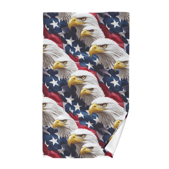 Yayeee 100% Cotton Hand Towels for Bathroom 16" x 28" Soft Absorbent Kitchen Towel, American Eagle Pattern