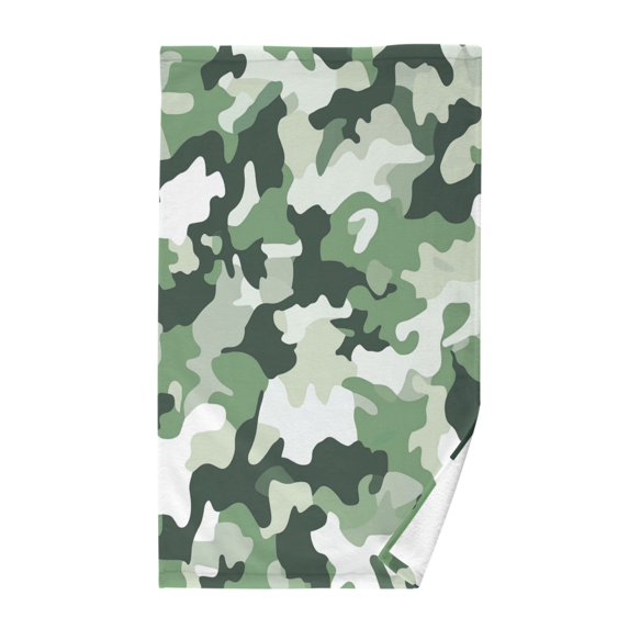 Yayeee 100% Cotton Hand Towels for Bathroom 16" x 28" Soft Absorbent Kitchen Towel, Army Green Camouflage Pattern