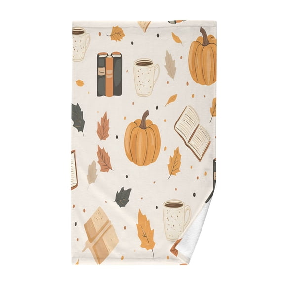 Yayeee 100% Cotton Hand Towels for Bathroom 16" x 28" Soft Absorbent Kitchen Towel, Beige Fall Pumpkin