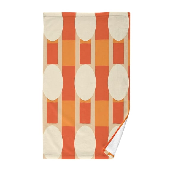 Yayeee 100% Cotton Hand Towels for Bathroom 16" x 28" Soft Absorbent Kitchen Towel, Beige Geometric Circles
