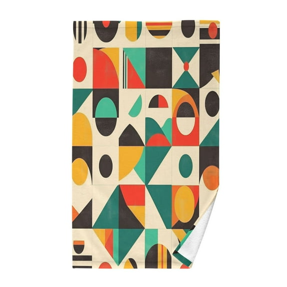 Yayeee 100% Cotton Hand Towels for Bathroom 16" x 28" Kitchen Towel, Beige Geometric