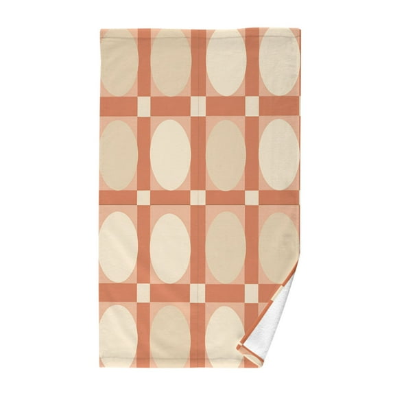 Yayeee 100% Cotton Hand Towels for Bathroom 16" x 28" Soft Absorbent Kitchen Towel, Beige Geometric