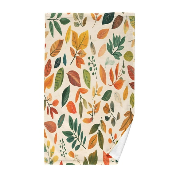 Yayeee 100% Cotton Hand Towels for Bathroom 16" x 28" Kitchen Towel, Beige Retro Leaves