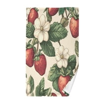 Yayeee 100% Cotton Hand Towels for Bathroom 16" x 28" Kitchen Towel, Beige Strawberry