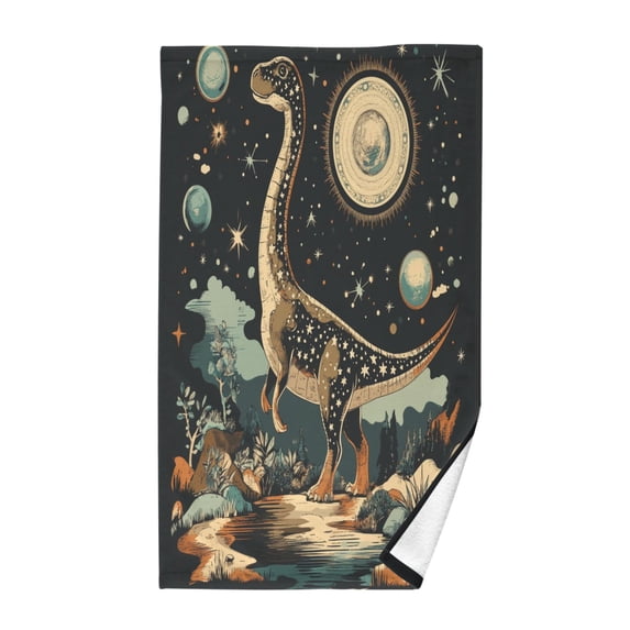 Yayeee 100% Cotton Hand Towels for Bathroom 16" x 28" Soft Absorbent Kitchen Towel, Black Dinosaur