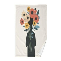 Yayeee 100% Cotton Hand Towels for Bathroom 16" x 28" Kitchen Towel, Black Flowers