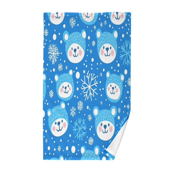 Yayeee 100% Cotton Hand Towels for Bathroom 16" x 28" Kitchen Towel, Blue Bears