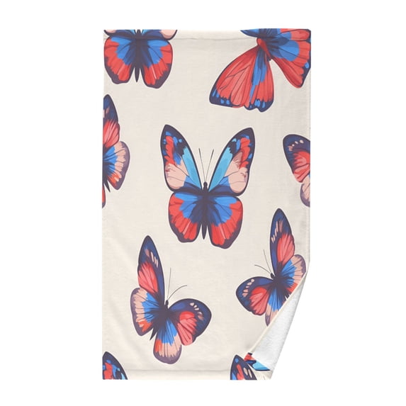 Yayeee 100% Cotton Hand Towels for Bathroom 16" x 28" Soft Absorbent Kitchen Towel, Blue Butterflies