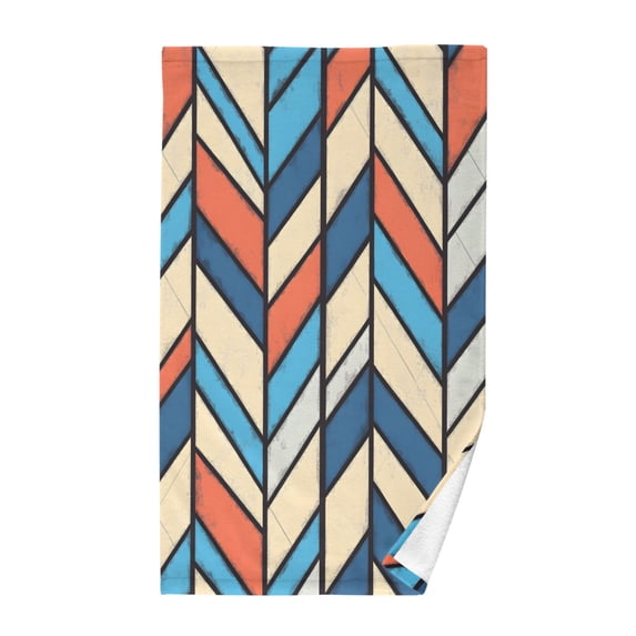 Yayeee 100% Cotton Hand Towels for Bathroom 16" x 28" Soft Absorbent Kitchen Towel, Blue Geometric