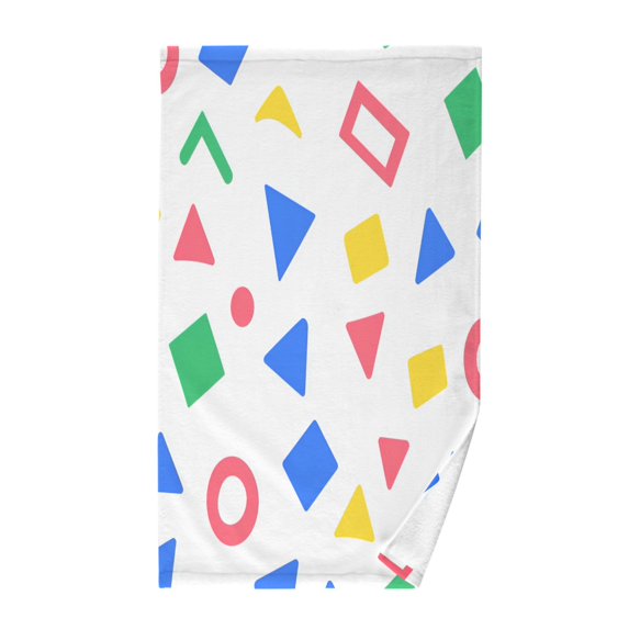 Yayeee 100% Cotton Hand Towels for Bathroom 16" x 28" Soft Absorbent Kitchen Towel, Blue Retro Triangles