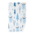 thumbnail image 1 of Yayeee 100% Cotton Hand Towels for Bathroom 16" x 28" Soft Absorbent Kitchen Towel, Blue Simple Cartoon Snowmen, 1 of 7