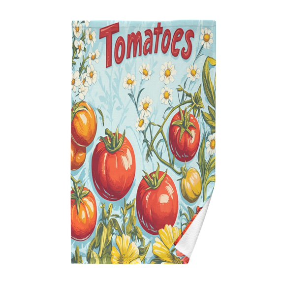 Yayeee 100% Cotton Hand Towels for Bathroom 16" x 28" Soft Absorbent Kitchen Towel, Blue Tomatoes