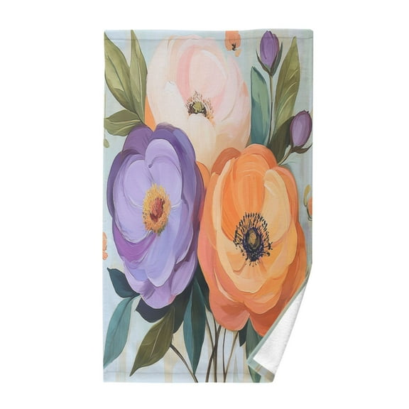 Yayeee 100% Cotton Hand Towels for Bathroom 16" x 28" Kitchen Towel, Bright Flowers