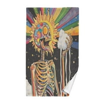 Yayeee 100% Cotton Hand Towels for Bathroom 16" x 28" Kitchen Towel, Bright Skeleton