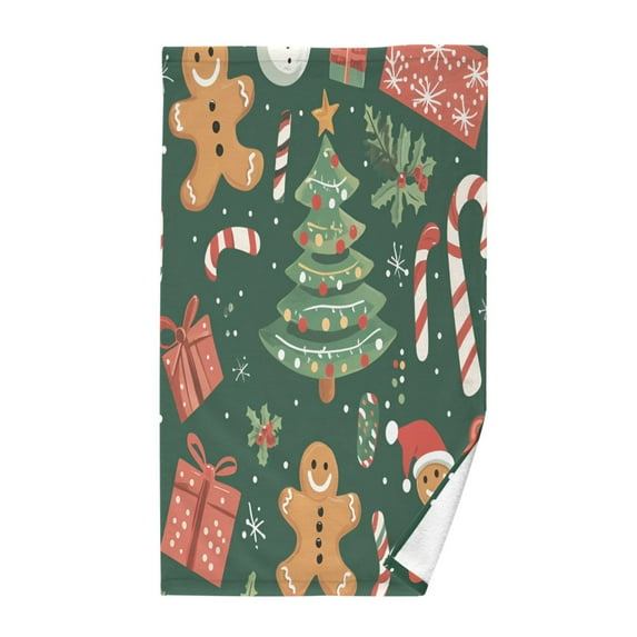 Yayeee 100% Cotton Hand Towels for Bathroom 16" x 28" Kitchen Towel, Brown Christmas Gingerbread
