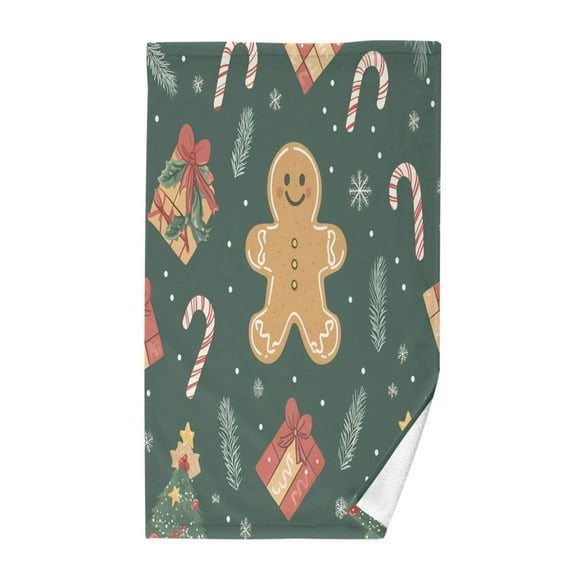 Yayeee 100% Cotton Hand Towels for Bathroom 16" x 28" Kitchen Towel, Brown Christmas Gingerbread