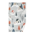 thumbnail image 1 of Yayeee 100% Cotton Hand Towels for Bathroom 16" x 28" Kitchen Towel, Cartoon Blue Houses, 1 of 7