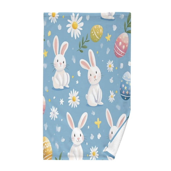 Yayeee 100% Cotton Hand Towels for Bathroom 16" x 28" Soft Absorbent Kitchen Towel, Cartoon Easter Bunnies