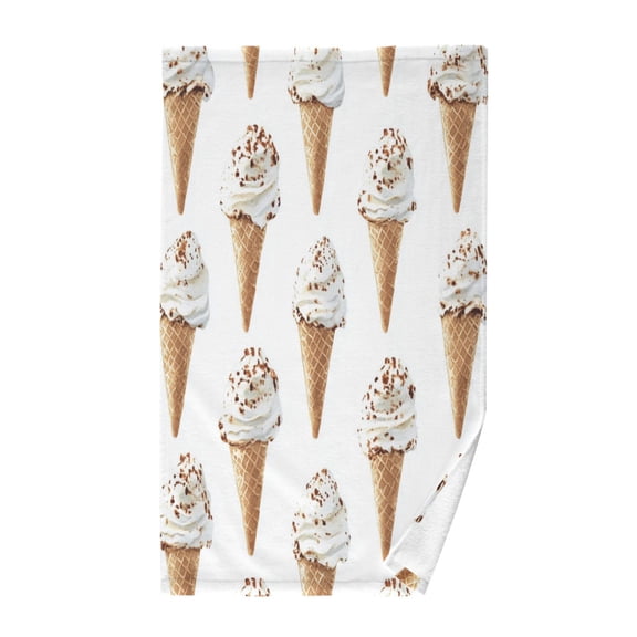 Yayeee 100% Cotton Hand Towels for Bathroom 16" x 28" Kitchen Towel, Cartoon Ice Cream Pattern