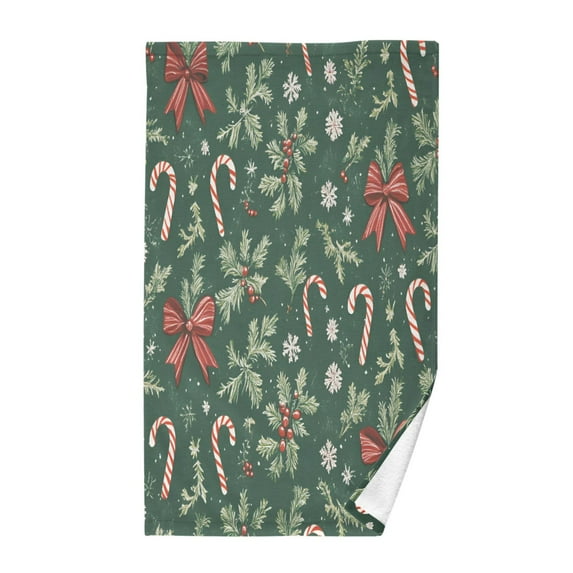 Yayeee 100% Cotton Hand Towels for Bathroom 16" x 28" Kitchen Towel, Christmas Candy Cane