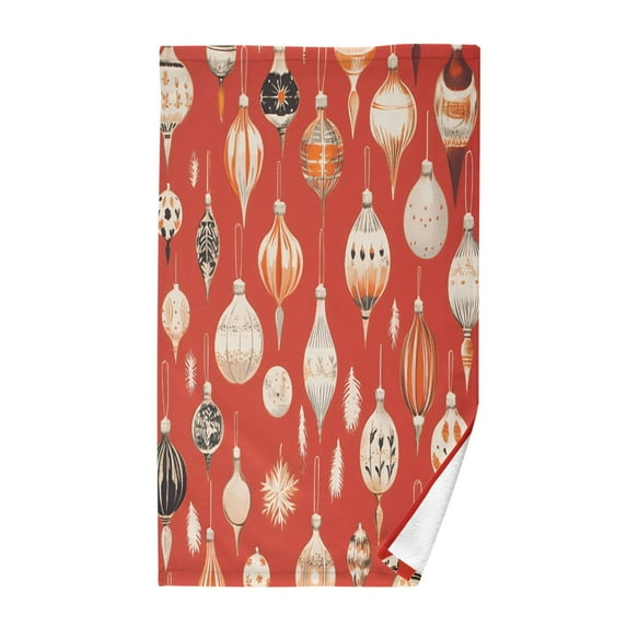 Yayeee 100% Cotton Hand Towels for Bathroom 16" x 28" Kitchen Towel, Christmas Ornaments Pattern