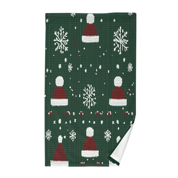 Yayeee 100% Cotton Hand Towels for Bathroom 16" x 28" Kitchen Towel, Christmas Santa Hats