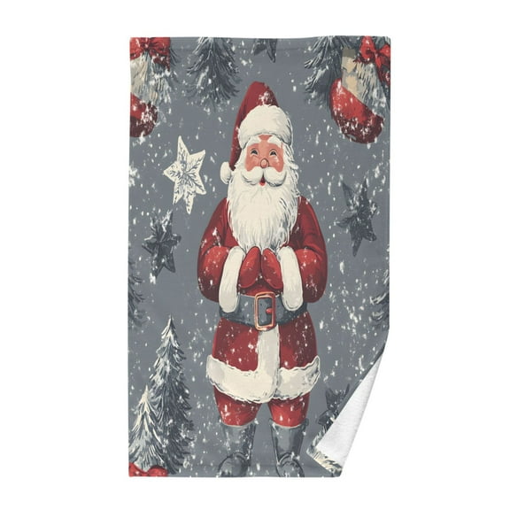 Yayeee 100% Cotton Hand Towels for Bathroom 16" x 28" Kitchen Towel, Christmas Santa