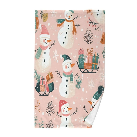 Yayeee 100% Cotton Hand Towels for Bathroom 16" x 28" Kitchen Towel, Christmas Snowman