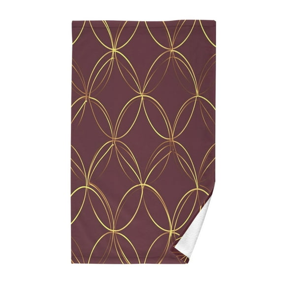 Yayeee 100% Cotton Hand Towels for Bathroom 16" x 28" Soft Absorbent Kitchen Towel, Circular Gold Pattern