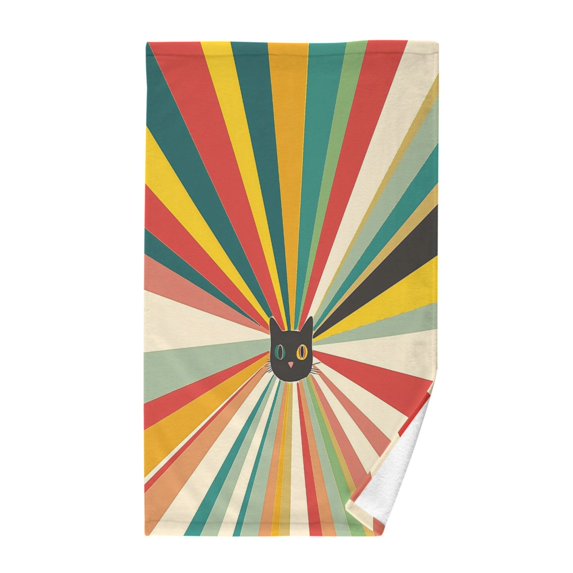 Yayeee 100% Cotton Hand Towels for Bathroom 16" x 28" Kitchen Towel, Colorful Cat