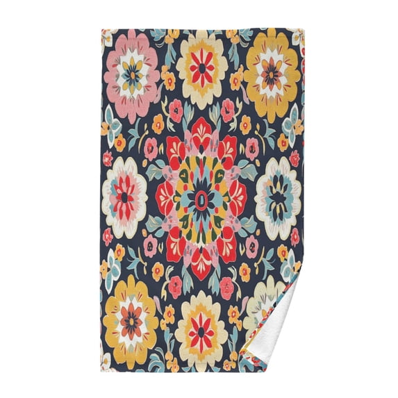 Yayeee 100% Cotton Hand Towels for Bathroom 16" x 28" Soft Absorbent Kitchen Towel, Colorful Floral Pattern