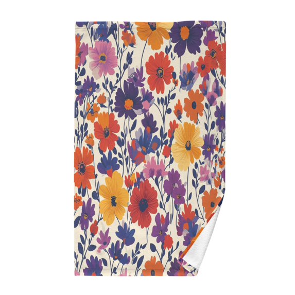 Yayeee 100% Cotton Hand Towels for Bathroom 16" x 28" Kitchen Towel, Colorful Flowers Pattern