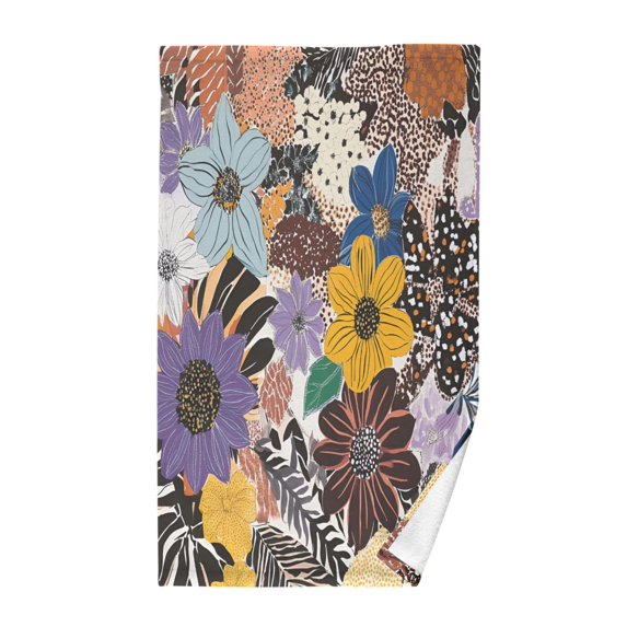 Yayeee 100% Cotton Hand Towels for Bathroom 16" x 28" Soft Absorbent Kitchen Towel, Colorful Flowers