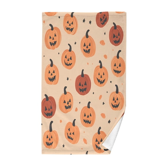 Yayeee 100% Cotton Hand Towels for Bathroom 16" x 28" Soft Absorbent Kitchen Towel, Colorful Halloween Pumpkin Pattern