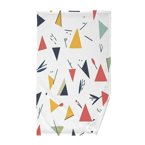 Yayeee 100% Cotton Hand Towels for Bathroom 16" x 28" Soft Absorbent Kitchen Towel, Colorful Triangles