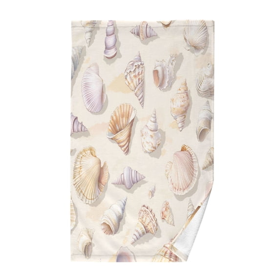 Yayeee 100% Cotton Hand Towels for Bathroom 16" x 28" Soft Absorbent Kitchen Towel, Colorful Watercolor Seashells