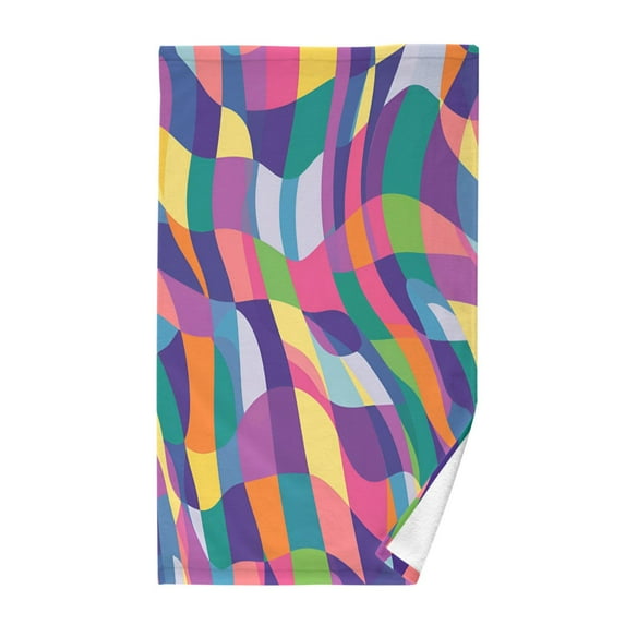 Yayeee 100% Cotton Hand Towels for Bathroom 16" x 28" Kitchen Towel, Colorful Wavy Pattern