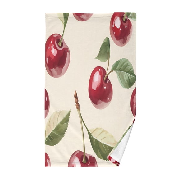 Yayeee 100% Cotton Hand Towels for Bathroom 16" x 28" Soft Absorbent Kitchen Towel, Cute Cherry